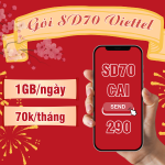 Gói cước SD70 Viettel tặng 1GB/ngày liên tiếp 30 ngày